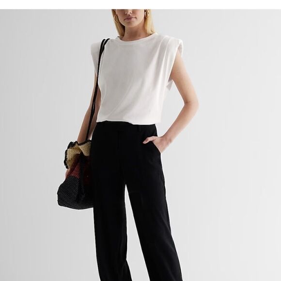 Express Green Crew Neck Shoulder Padded Muscle Tee, S - Picture 12 of 12